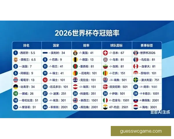 世界杯足球赛最新竞猜赔率解析与冠军热门对比分析